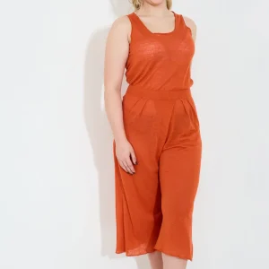 LINEN JUMPSUIT - Orange