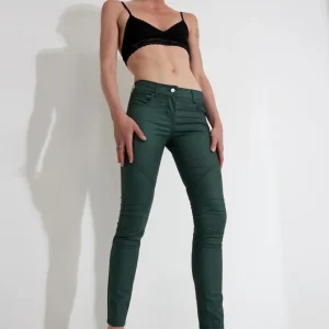 PANTALONE JEANS SPALMATO - Grön