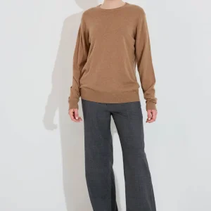 OP CASHMERE BLEND CREW - Lt Brown Melange