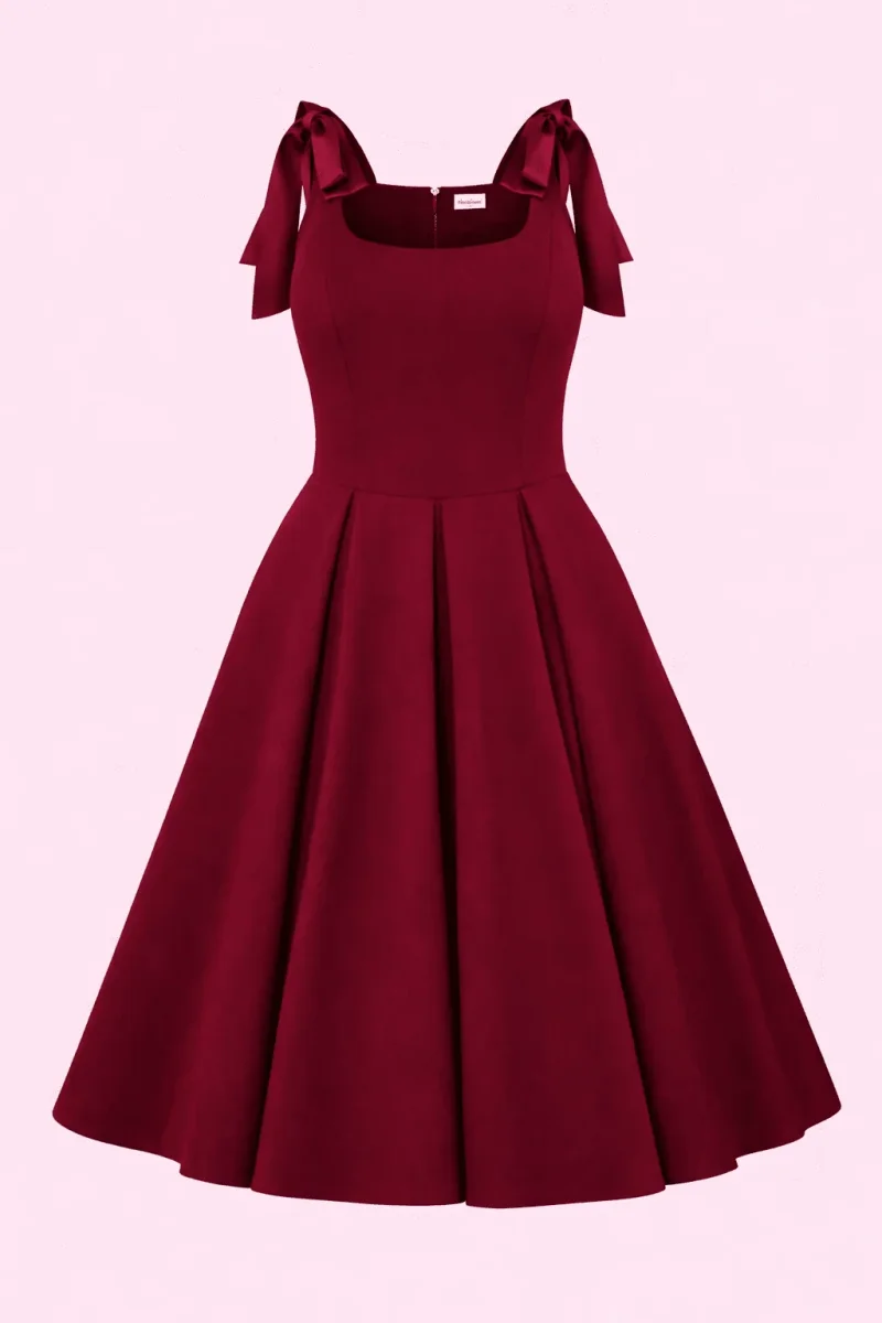1950-tals Josephine midi klänning - bordeaux