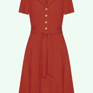 Betty kortärmad skjortklänning - bränd orange