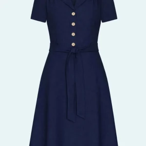 Betty kortärmad skjortklänning - navy linen