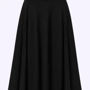 Midi A-line kjol - svart linen