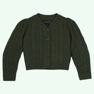 Little Ice Skater vintageinspirerad kofta för barn - pine green merinoull